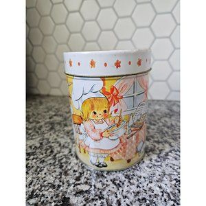 Vintage 1985 House Of Lloyd Tin Container With Little Girl Baking Scene
